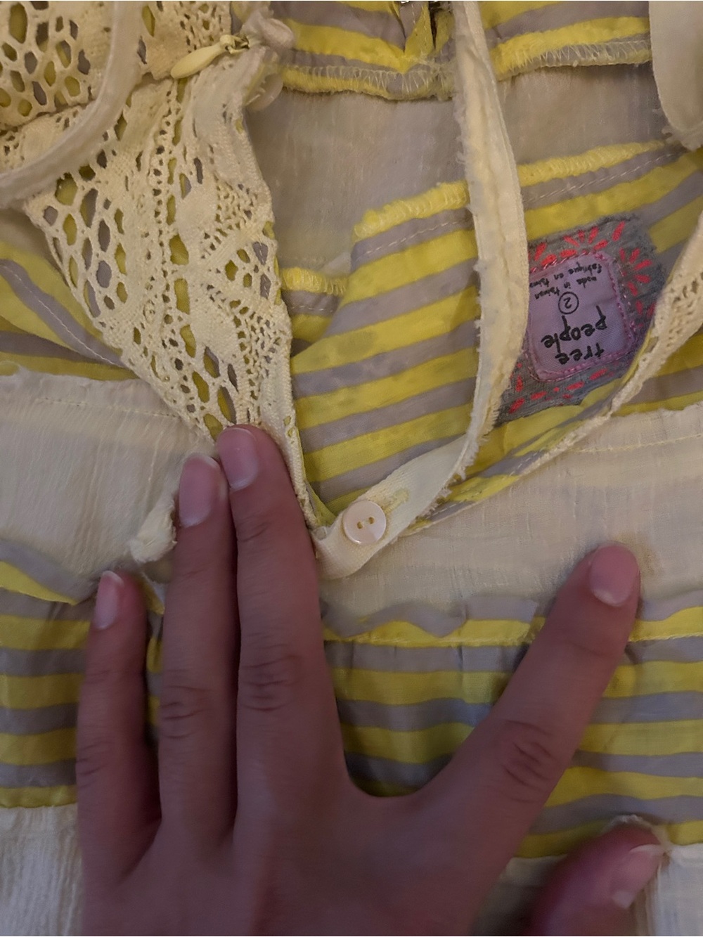 Women's Lace-Top Striped Camisole Tank - Yellow & White Free people - Picture 6 of 7
